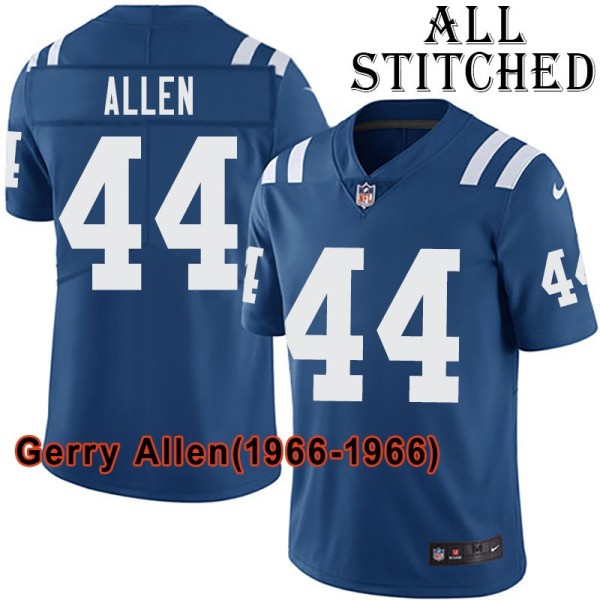 Blue Home Embroidered Gerry Allen Indianapolis Colts #44 Stitched Jersey