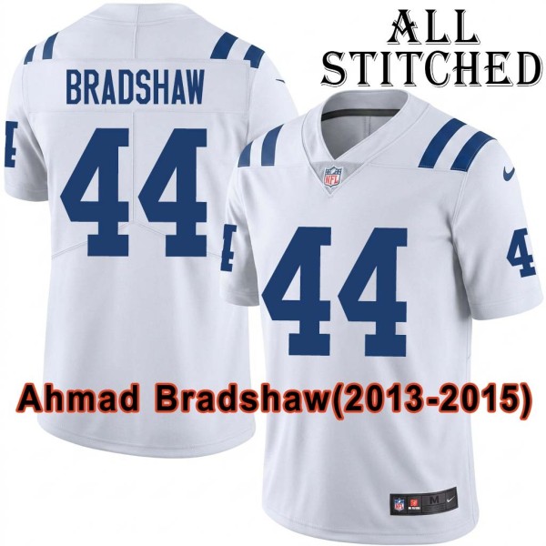 White Embroidered Ahmad Bradshaw Indianapolis Colts #44 Stitched Jersey