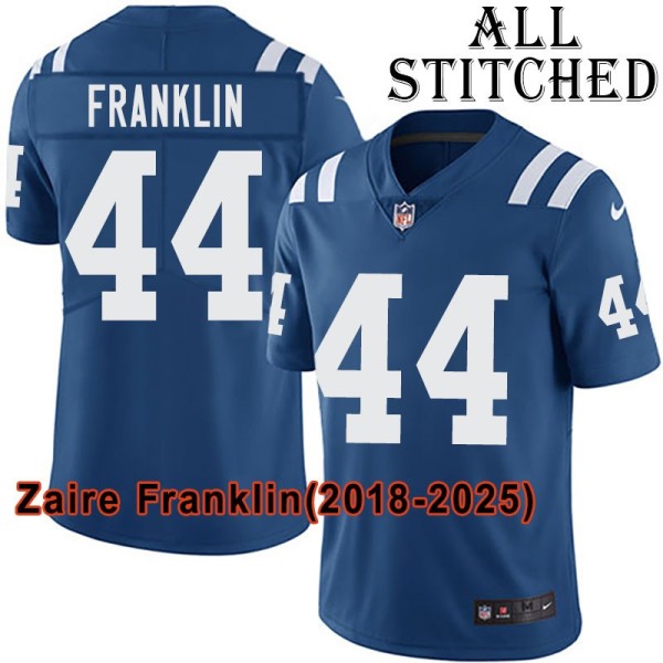 Blue Home Embroidered Zaire Franklin Indianapolis Colts #44 Stitched Jersey
