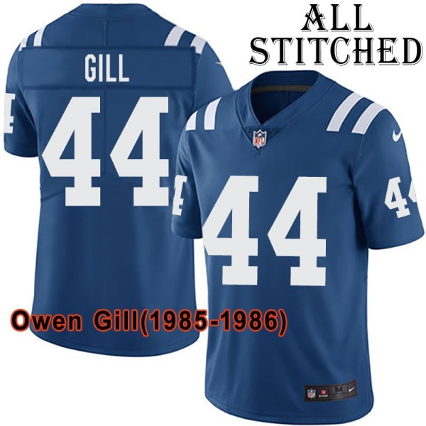Blue Home Embroidered Owen Gill Indianapolis Colts #44 Stitched Jersey