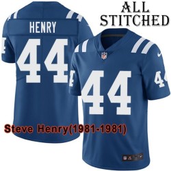 Blue Home Embroidered Steve Henry Indianapolis Colts #44 Stitched Jersey