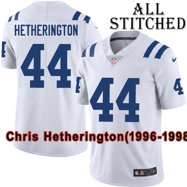 White Embroidered Chris Hetherington Indianapolis Colts #44 Stitched Jersey