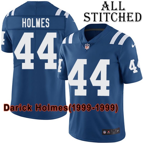 Blue Home Embroidered Darick Holmes Indianapolis Colts #44 Stitched Jersey