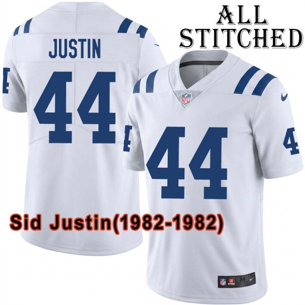 White Embroidered Sid Justin Indianapolis Colts #44 Stitched Jersey