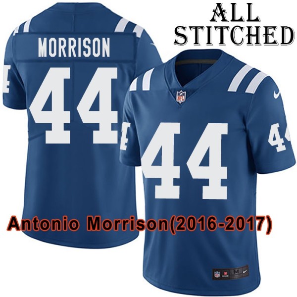 Blue Home Embroidered Antonio Morrison Indianapolis Colts #44 Stitched Jersey