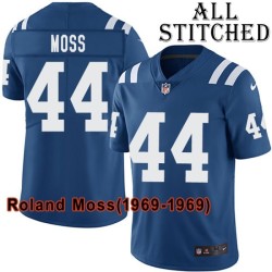Blue Home Embroidered Roland Moss Indianapolis Colts #44 Stitched Jersey