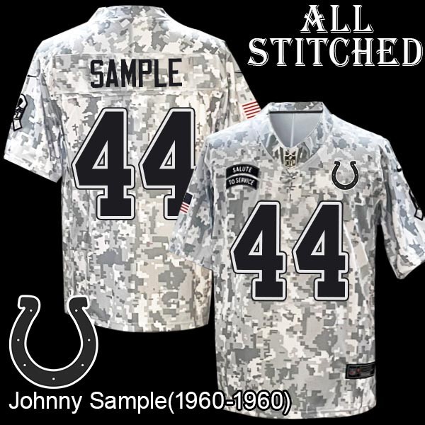 Camo Embroidered Johnny Sample Indianapolis Colts #44 Stitched Jersey