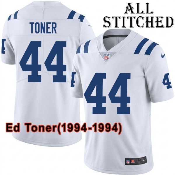 White Embroidered Ed Toner Indianapolis Colts #44 Stitched Jersey