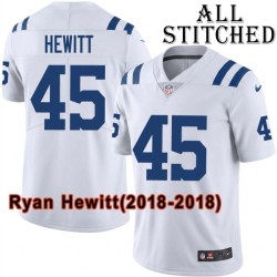 White Embroidered Ryan Hewitt Indianapolis Colts #45 Stitched Jersey