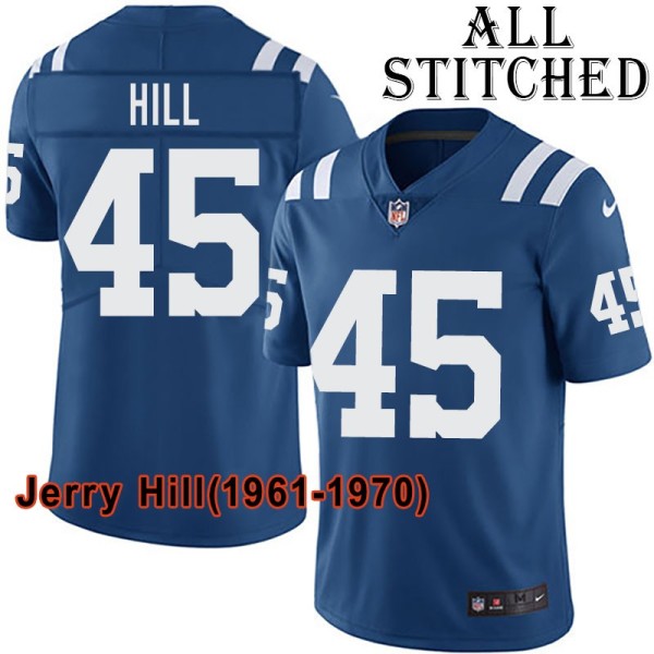 Blue Home Embroidered Jerry Hill Indianapolis Colts #45 Stitched Jersey