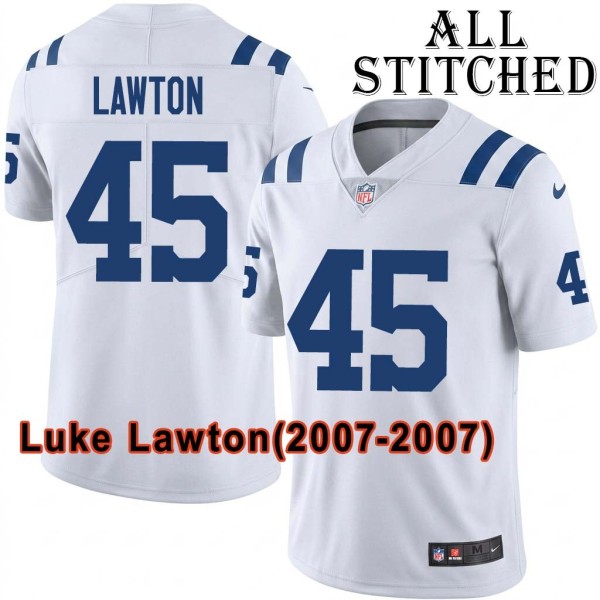 White Embroidered Luke Lawton Indianapolis Colts #45 Stitched Jersey