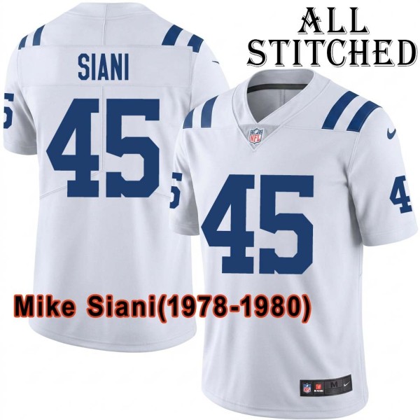 White Embroidered Mike Siani Indianapolis Colts #45 Stitched Jersey