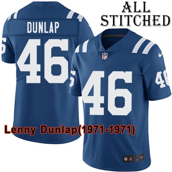 Blue Home Embroidered Lenny Dunlap Indianapolis Colts #46 Stitched Jersey