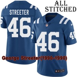 Blue Home Embroidered George Streeter Indianapolis Colts #46 Stitched Jersey