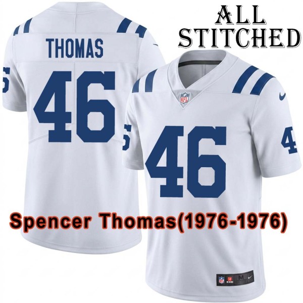 White Embroidered Spencer Thomas Indianapolis Colts #46 Stitched Jersey