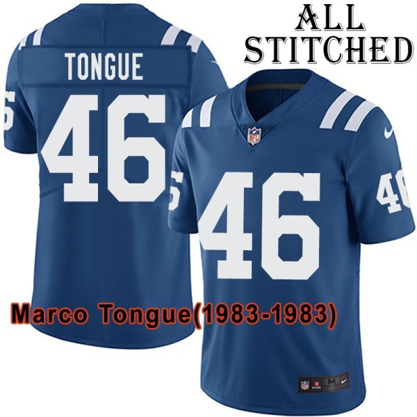 Blue Home Embroidered Marco Tongue Indianapolis Colts #46 Stitched Jersey