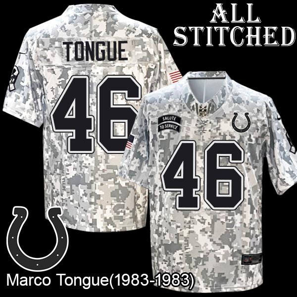 Camo Embroidered Marco Tongue Indianapolis Colts #46 Stitched Jersey