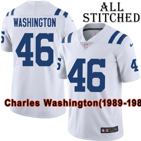 White Embroidered Charles Washington Indianapolis Colts #46 Stitched Jersey