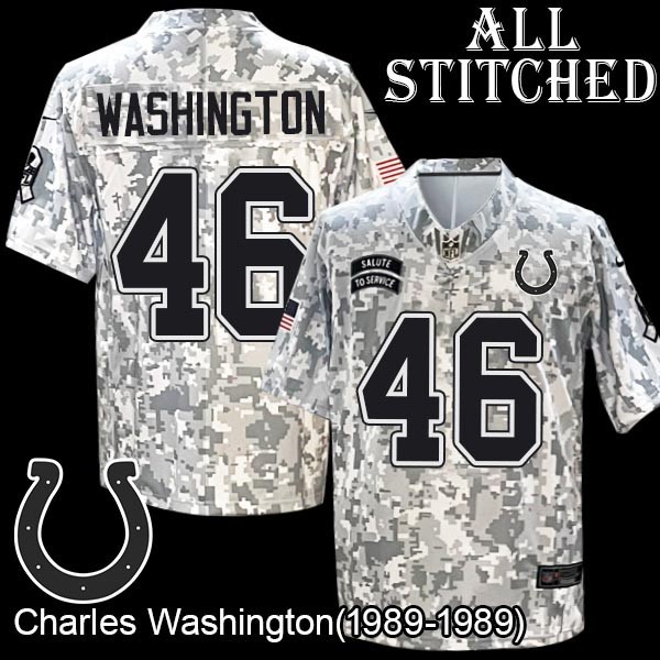 Camo Embroidered Charles Washington Indianapolis Colts #46 Stitched Jersey