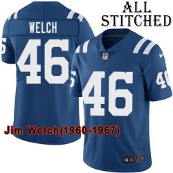 Blue Home Embroidered Jim Welch Indianapolis Colts #46 Stitched Jersey
