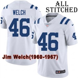 White Embroidered Jim Welch Indianapolis Colts #46 Stitched Jersey