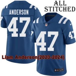 Blue Home Embroidered Liam Anderson Indianapolis Colts #47 Stitched Jersey