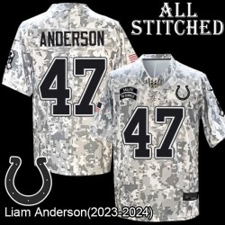 Camo Embroidered Liam Anderson Indianapolis Colts #47 Stitched Jersey