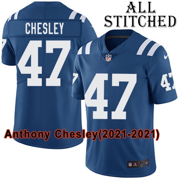Blue Home Embroidered Anthony Chesley Indianapolis Colts #47 Stitched Jersey