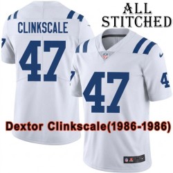 White Embroidered Dextor Clinkscale Indianapolis Colts #47 Stitched Jersey