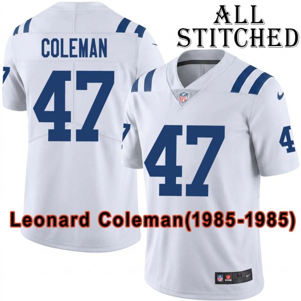 White Embroidered Leonard Coleman Indianapolis Colts #47 Stitched Jersey