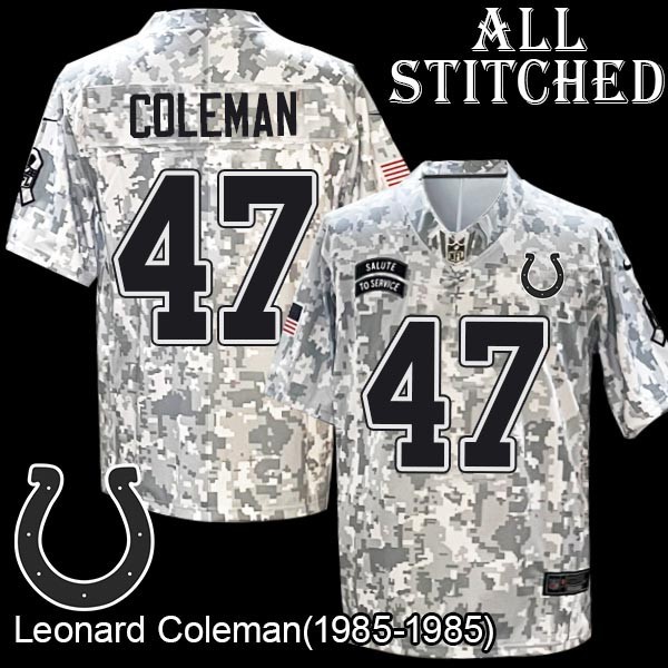 Camo Embroidered Leonard Coleman Indianapolis Colts #47 Stitched Jersey