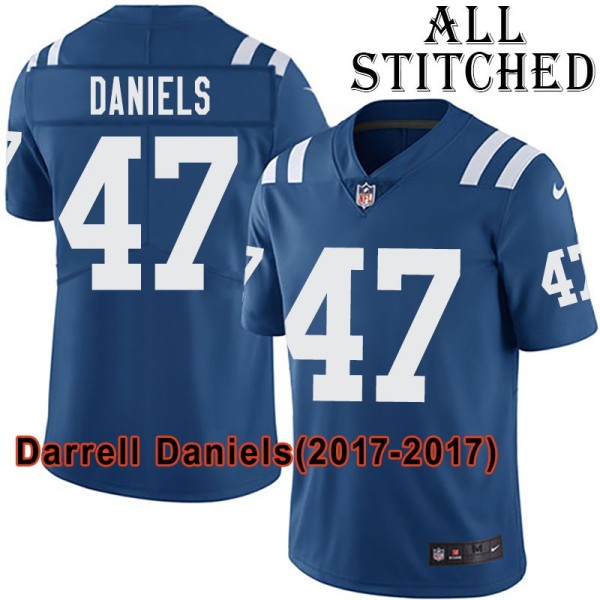 Blue Home Embroidered Darrell Daniels Indianapolis Colts #47 Stitched Jersey