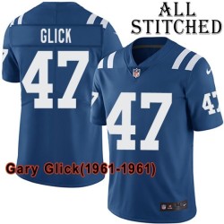 Blue Home Embroidered Gary Glick Indianapolis Colts #47 Stitched Jersey