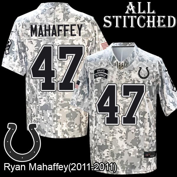 Camo Embroidered Ryan Mahaffey Indianapolis Colts #47 Stitched Jersey