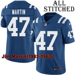 Blue Home Embroidered Jim Martin Indianapolis Colts #47 Stitched Jersey