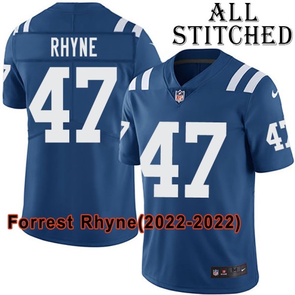 Blue Home Embroidered Forrest Rhyne Indianapolis Colts #47 Stitched Jersey