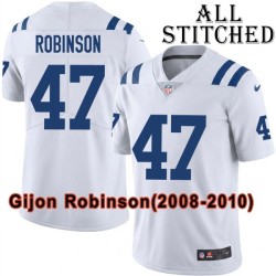 White Embroidered Gijon Robinson Indianapolis Colts #47 Stitched Jersey