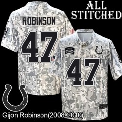 Camo Embroidered Gijon Robinson Indianapolis Colts #47 Stitched Jersey
