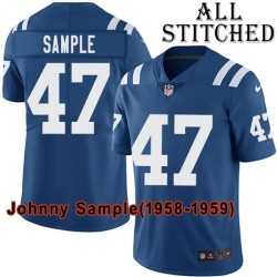 Blue Home Embroidered Johnny Sample Indianapolis Colts #47 Stitched Jersey