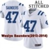 White Embroidered Weslye Saunders Indianapolis Colts #47 Stitched Jersey