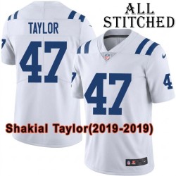 White Embroidered Shakial Taylor Indianapolis Colts #47 Stitched Jersey