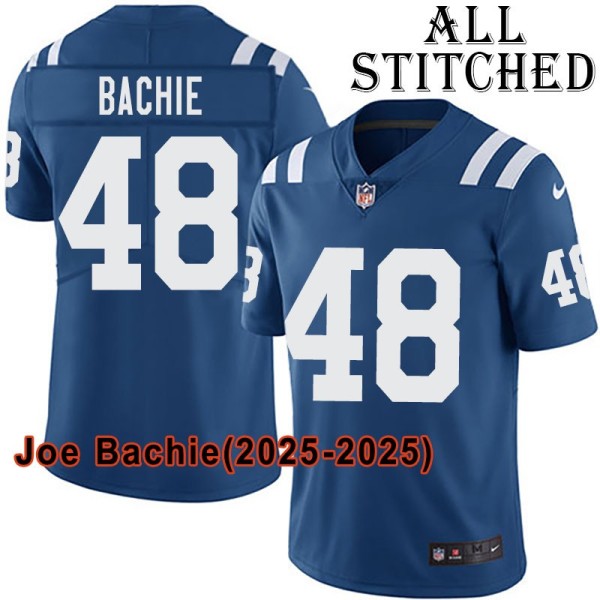 Blue Home Embroidered Joe Bachie Indianapolis Colts #48 Stitched Jersey