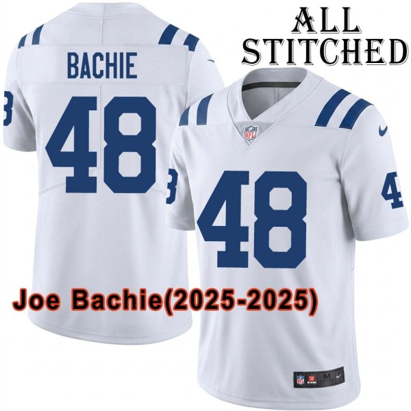 White Embroidered Joe Bachie Indianapolis Colts #48 Stitched Jersey