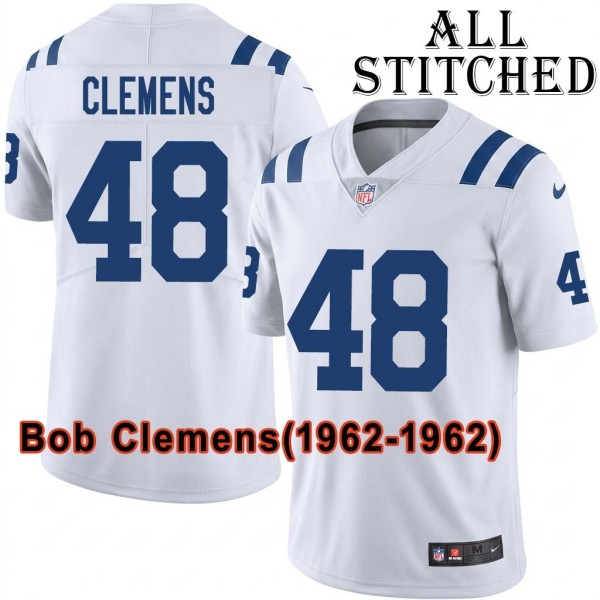 White Embroidered Bob Clemens Indianapolis Colts #48 Stitched Jersey