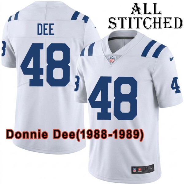 White Embroidered Donnie Dee Indianapolis Colts #48 Stitched Jersey
