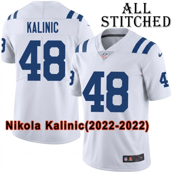 White Embroidered Nikola Kalinic Indianapolis Colts #48 Stitched Jersey