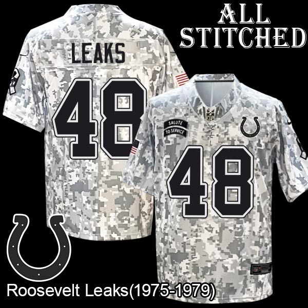 Camo Embroidered Roosevelt Leaks Indianapolis Colts #48 Stitched Jersey
