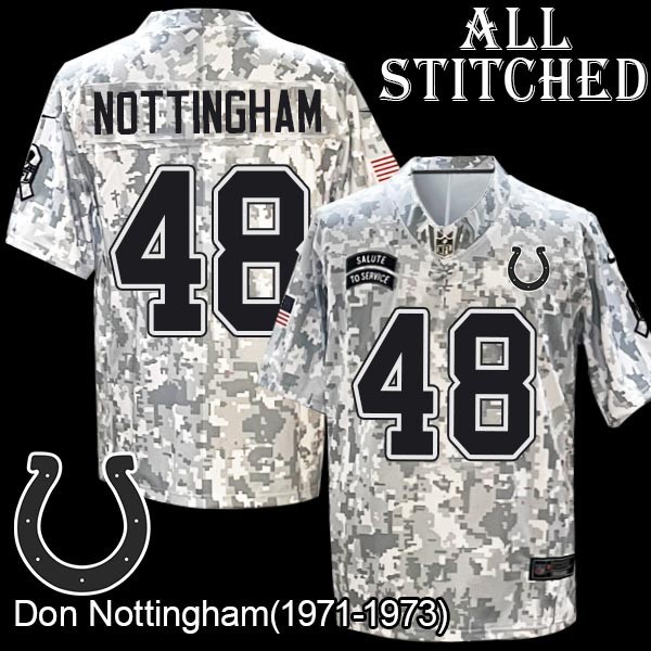 Camo Embroidered Don Nottingham Indianapolis Colts #48 Stitched Jersey