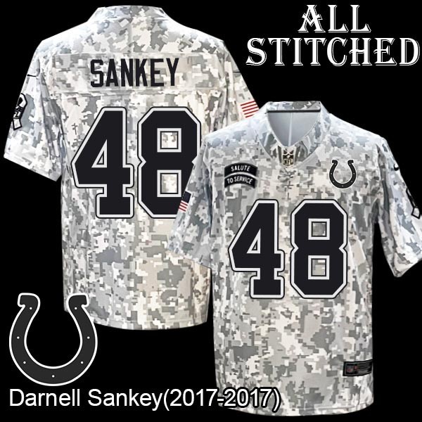 Camo Embroidered Darnell Sankey Indianapolis Colts #48 Stitched Jersey