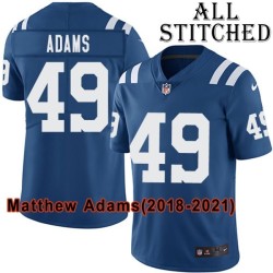 Blue Home Embroidered Matthew Adams Indianapolis Colts #49 Stitched Jersey